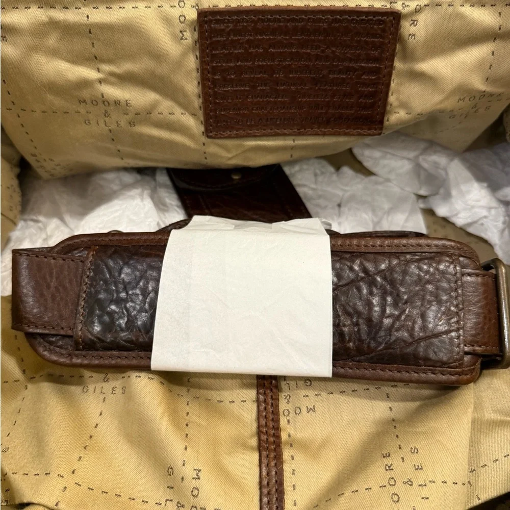 NEW Moor and Giles Benedict Weekend Bag in Titan Milled Brown - Picture 10 of 16